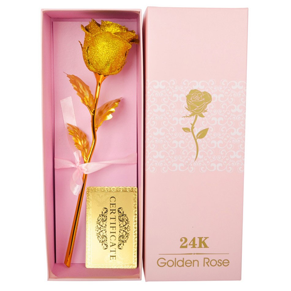 Bedst til kæreste gylden rose bryllupsdekoration gylden blomst valentinsdag guld rose guld blomst med kasse: Guld
