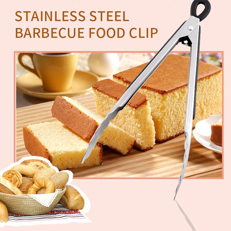 12/14/16inch Stainless Steel Food Tongs Kitchen Utensils Buffet Cooking Tool Anti Heat Bread Clip Pastry Clamp Barbecue Kitchen