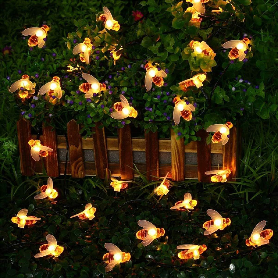 50 Leds Zonne-energie 7M String Lights Honey Bee Fairy Lights Flower Garland Voor De Straat, Gazons, decors Voor De Patio Tuin