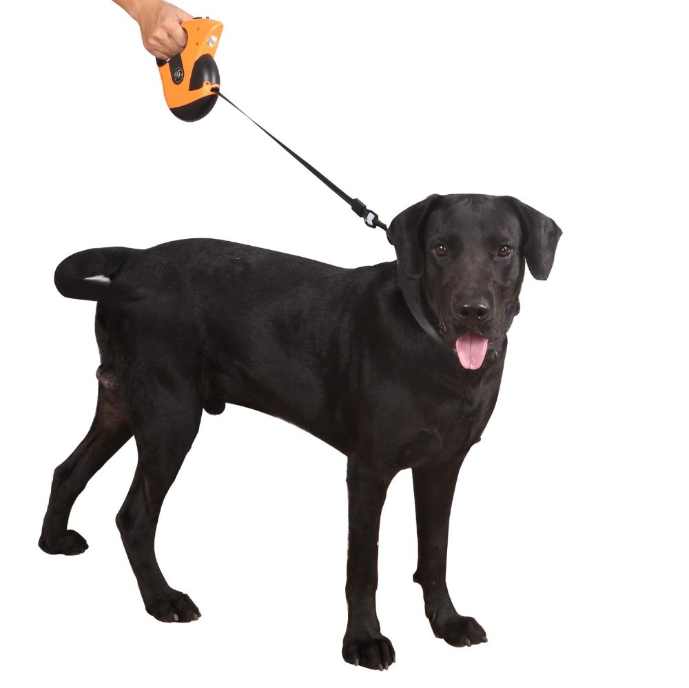 Retractable Dog Leash 16 Feet Heavy Duty Retractable Walking One-Handed Brake, Pause, Lock, Build-in LED Flashlight PL052