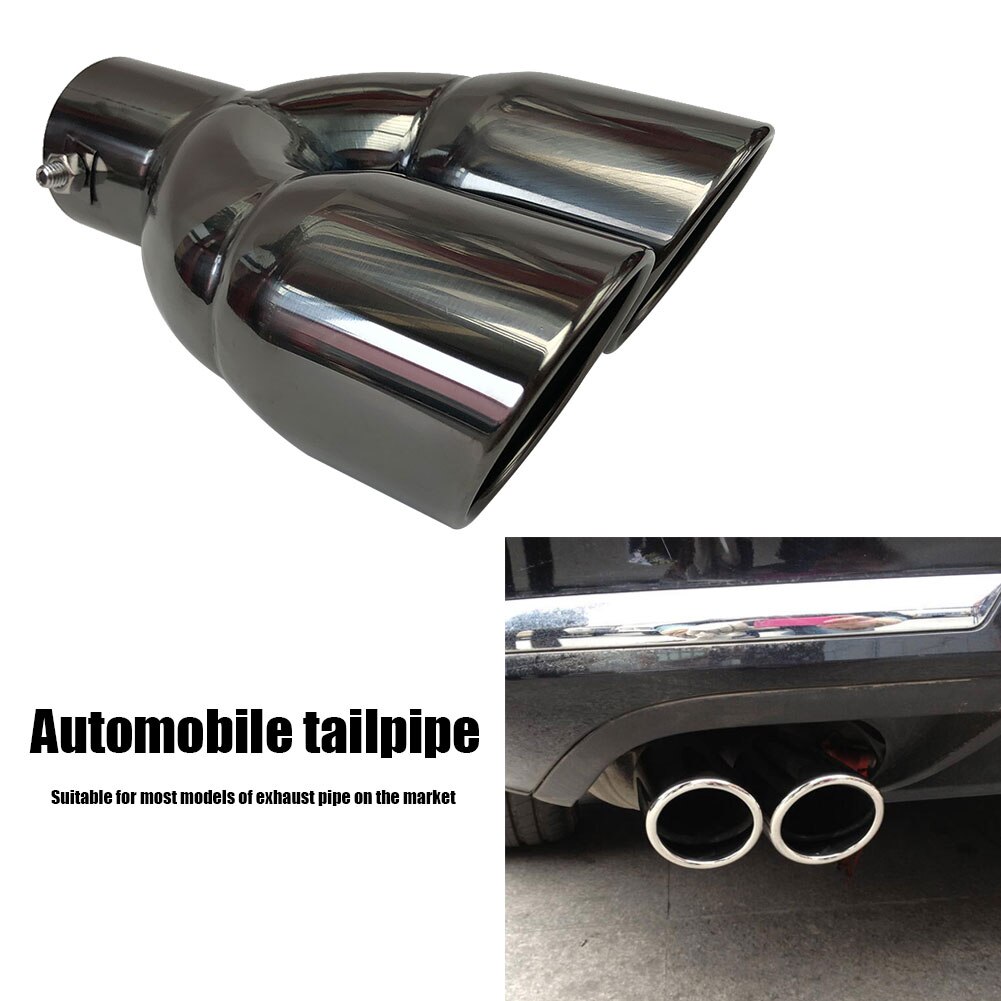 Car Universal Bolt-on Dual Exhaust Tip 63/76mm Slant Cut Tailpipe Muffler Tip Black Titanium Auto Replacement Parts Car Accessor