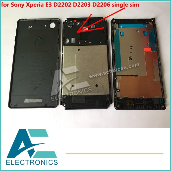 Single SIM Full Housing Cover Case for Sony Xperia E3 D2202 D2203 D2206 Back Cover Frame Bezel Chassic Accessory Bundles