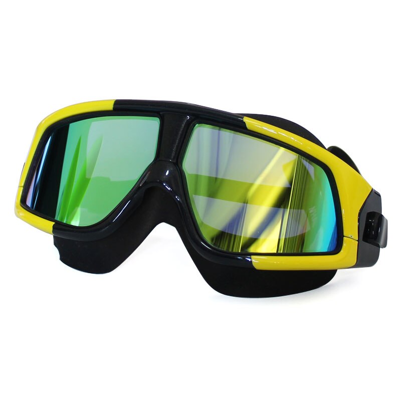 Professionele Waterdichte Comfortabele Siliconen Zwemmen Bril Grote Frame Anti-Fog Uv Bescherming Zwembril Voor Mannen Vrouwen: Yellow