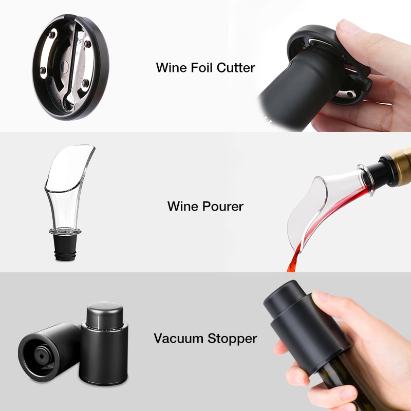 Ouvre-bouteille de vin électrique Rechargeable tire-bouchon coupe-feuille ensemble ouvre-bouteille automatique pour ouvre-boîte de cuisine de vin rouge ouvre bouteille