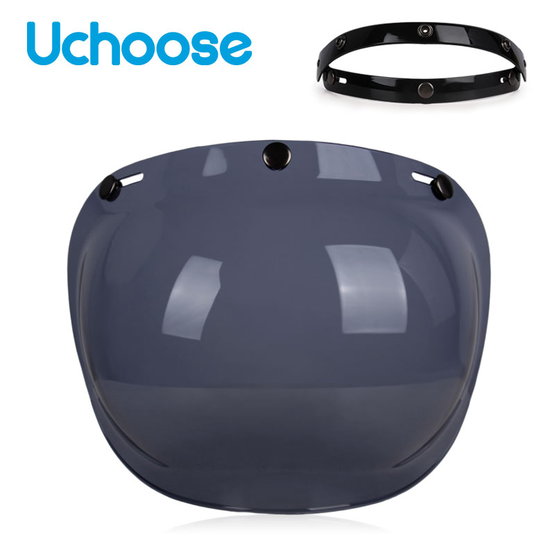 Visera Universal para casco de cara abierta 3/4, abatible hacia arriba, lente Capacete para parabrisas de motocicletas, accesorios para casco Vintage: Azul cielo