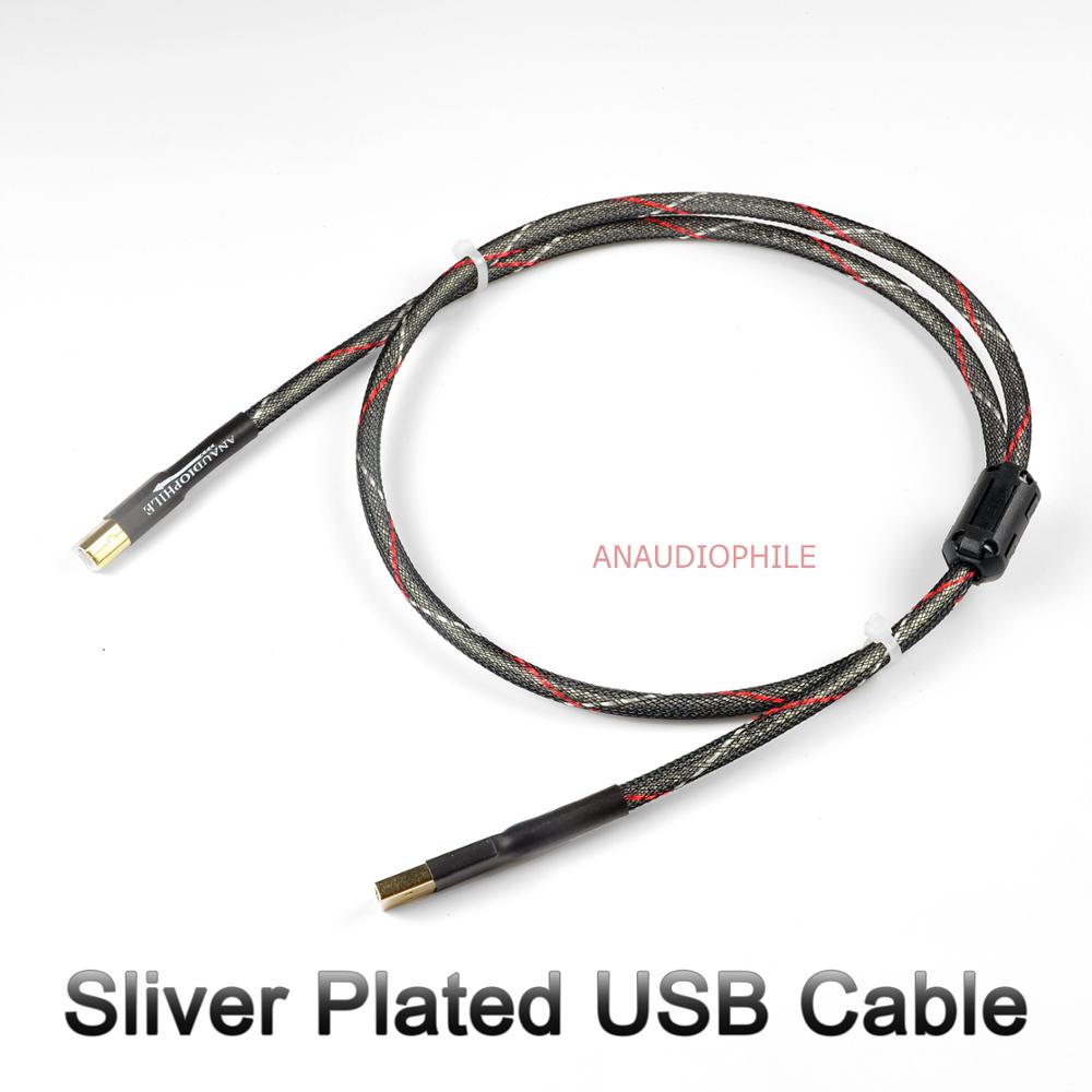 Sliver Plated HiFi USB Cable USB A To B Cable For 5N DAC PC Laptop USB Audio Data Cable