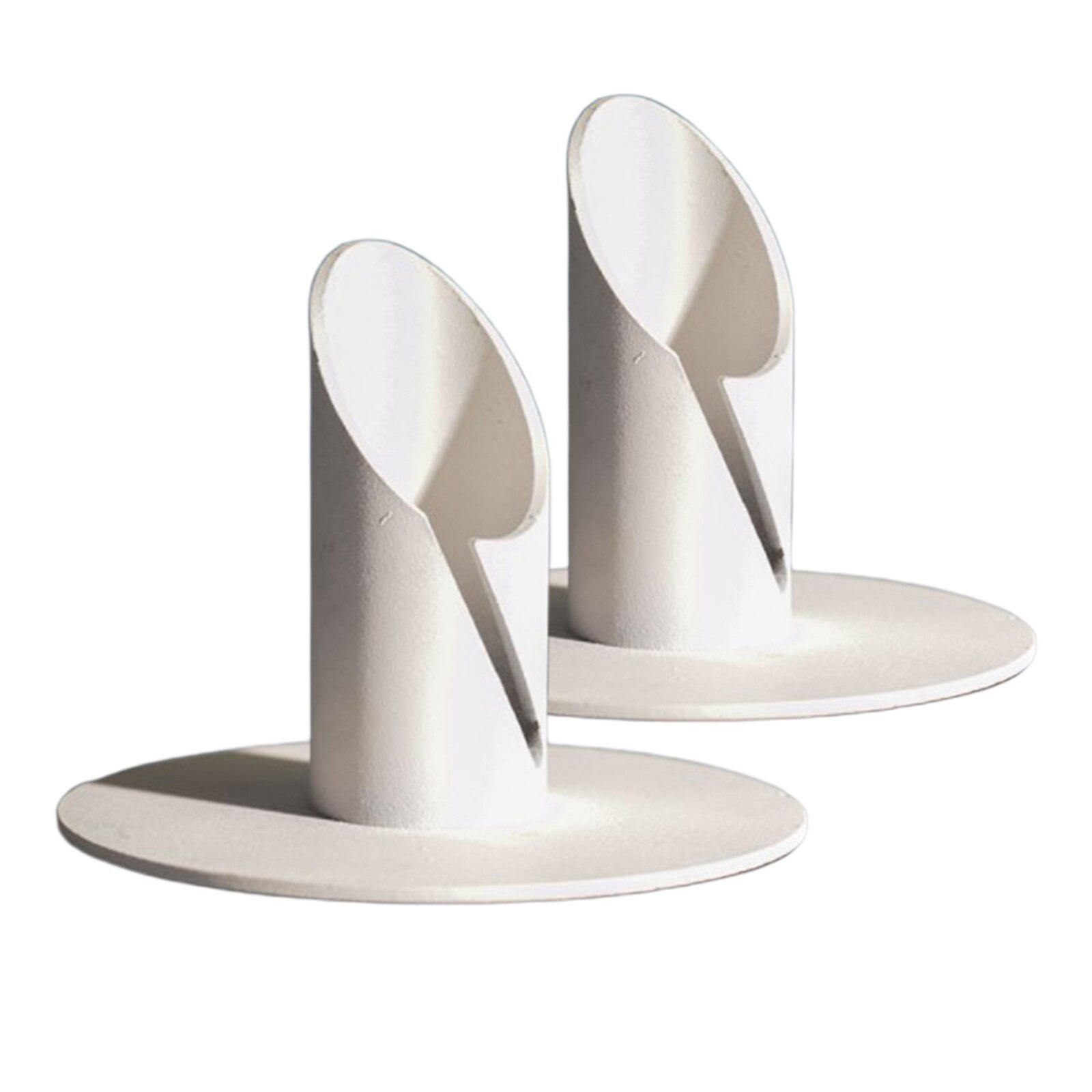 2pcs Iron Candle Holders, Decorative Iron Pillar Candle Stand Candlestick for Wax Candles Wedding Christmas Spa: White