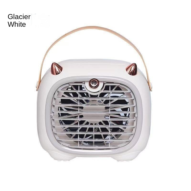 Desktop Refrigeration and Humidification Handheld Air-Conditioning Mini USB Charging Silent Portable Dormitory Bed Mobile Small Fan: WHITE