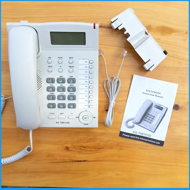 Teléfono Fijo de escritorio con cable, manos libres, retroiluminado azul, identificador de llamadas, en inglés, para casa/Hotel/Oficina