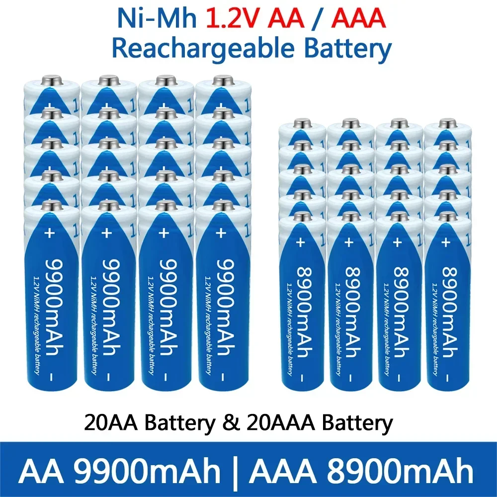 AA AAA battery 1.2V rechargeable NIMH Battery high capacity 9900mAh rechargeable Battery for toys Remote control mouse: Yellow