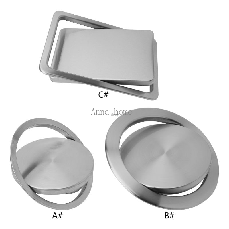 Stainless Steel Flush Recessed Built-in Balance Swing Flap Lid Cover Trash Bin Garbage Can Kitchen Counter Top