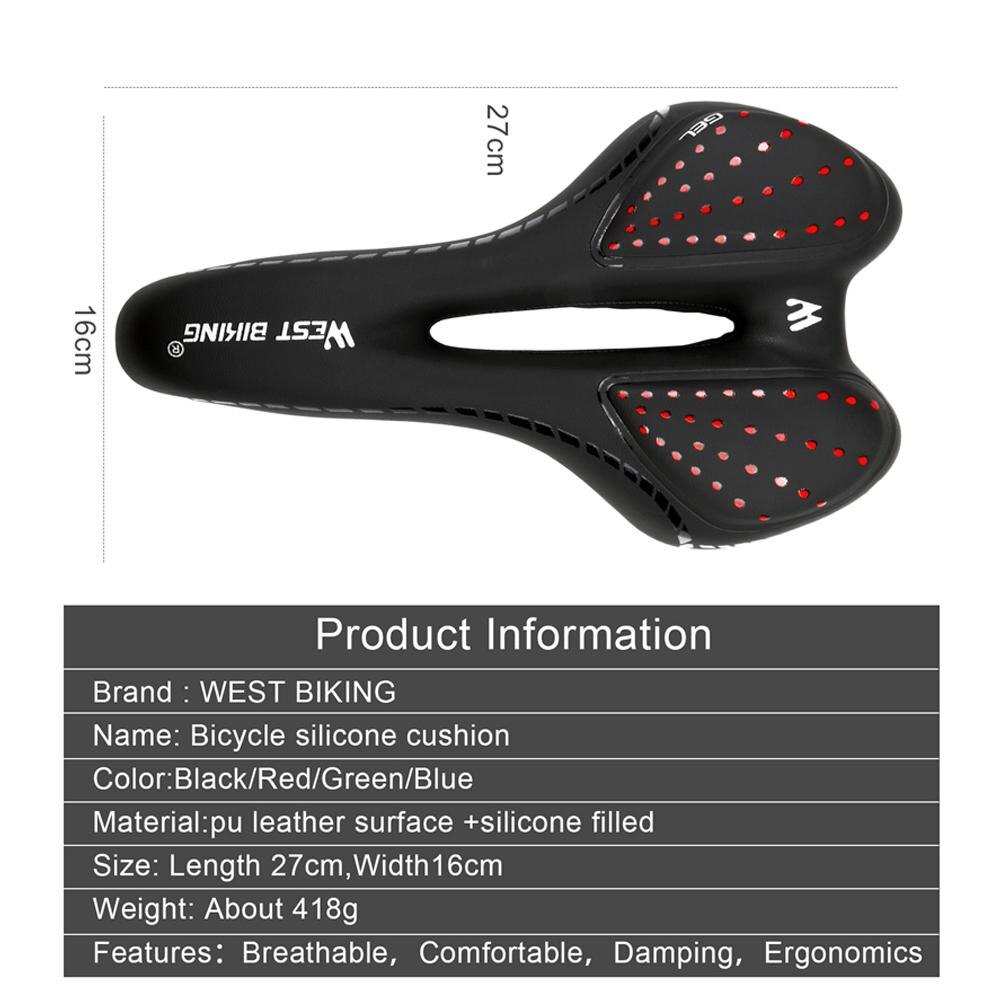 Duurzaam Fietszadel Klassieke Delicate Textuur Fietszadel Waterdichte Siliconen Kussen Pu Oppervlak Mtb Bike Seat: Rood