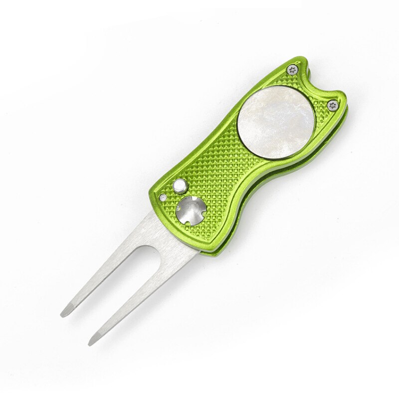 Manufacturer direct selling golf folding green fork multi-functional metal aluminum handle mark tool accessories: White