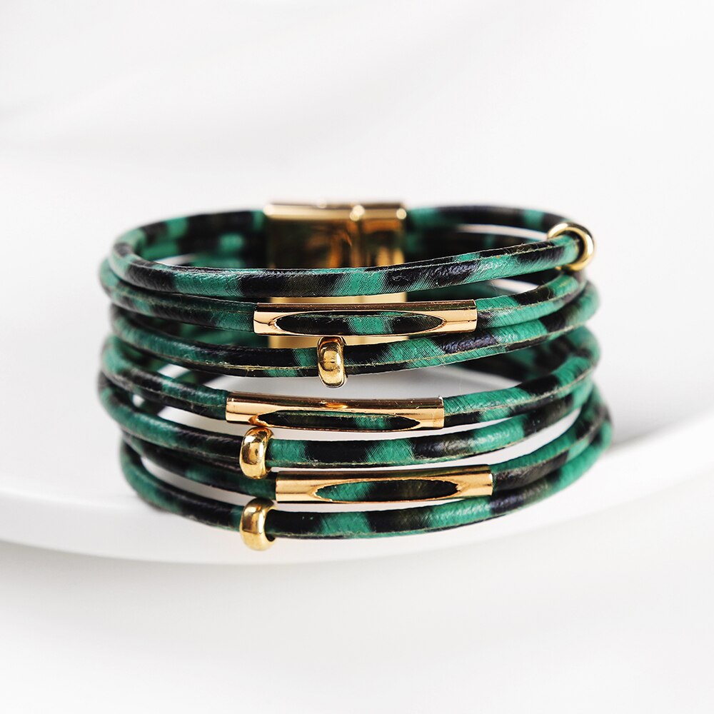 WYBU Four Styles Charm Leopard layered bracelet For Women Boho Cuff Wrap Bracelets With Magnetic Clasp Hand Jewelry: SF466