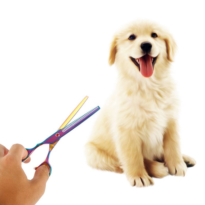 8 pièces chien ensemble de ciseaux toilettage chiens peigne cisaillement coupe-cheveux droite amincissement courbe ciseaux produits pour animaux de compagnie
