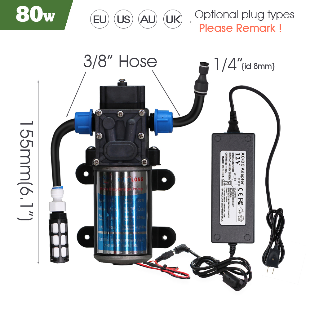 Garden DIY 8mm PE Hose Brass Nozzle Sprayer System Mist Sprinkler 45/60/80/100W Self-Priming Pump Automatic Atomized Irrigation: Dark Grey