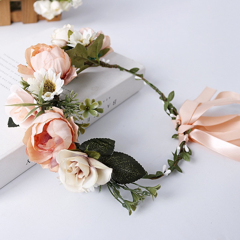 Boheme brud krans iført blomsterkrans indretning bryllup hovedbeklædning sød strand turisme ornamenter festartikler hår indretning