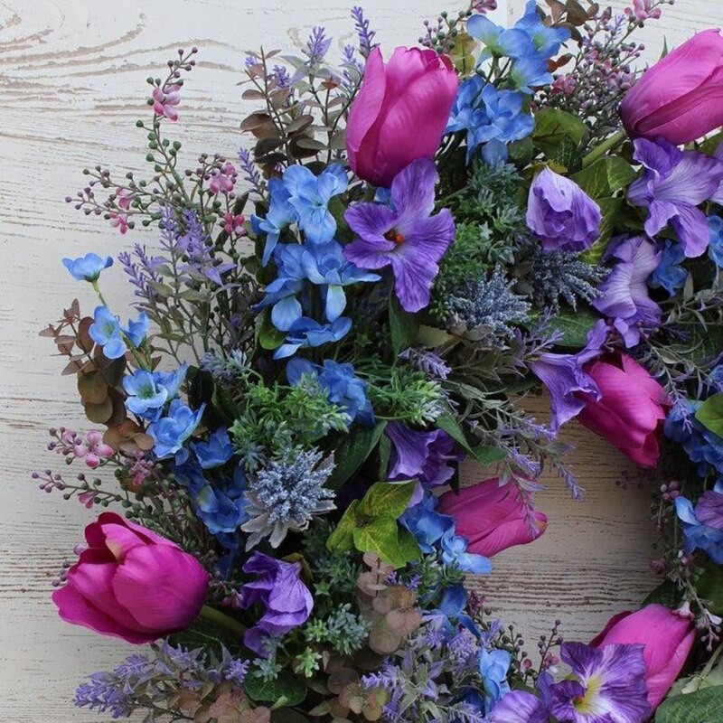 Tulip Purple Lavender Wreaths For Front Door Wreath Spring Wreath Handmade Welcome Wreath Spring Farmhouse Home Decoration