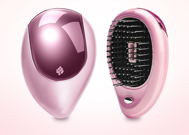 Cepillo iónico portátil eléctrico para el cabello alisador de cabello cepillo peine para el pelo masaje antiestático Mini peine de pelo lacio: Púrpura