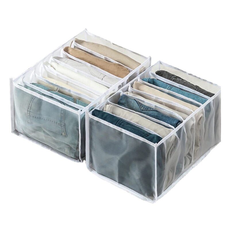 Drawer Organizer and Dresser with Compartments for Jeans Closet Clothes Mesh Separation Box Stackable Drawer for Pants
