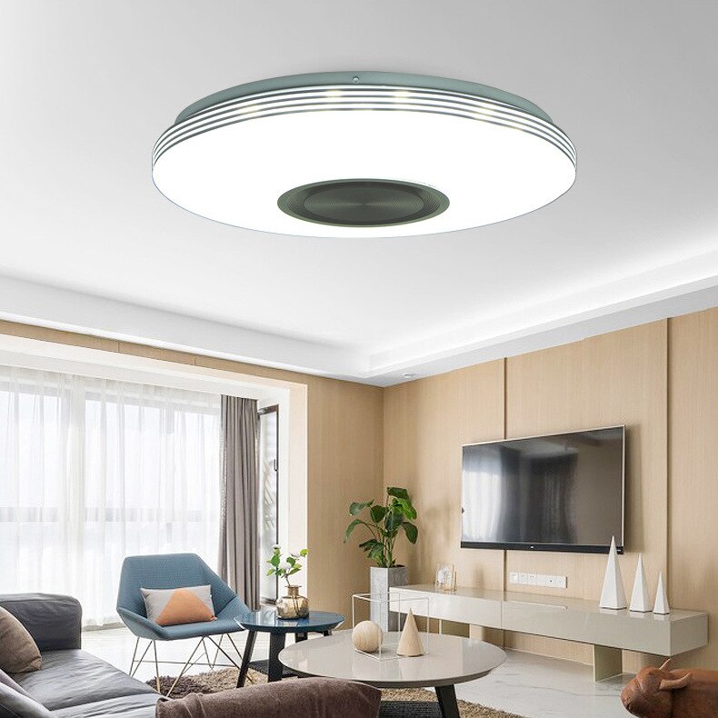 80W Muziek Plafondlamp Lamp Rgb Led Inbouw Ronde Muziek App Bluetooth Speaker Smart Plafondlamp Met Afstandsbediening controle
