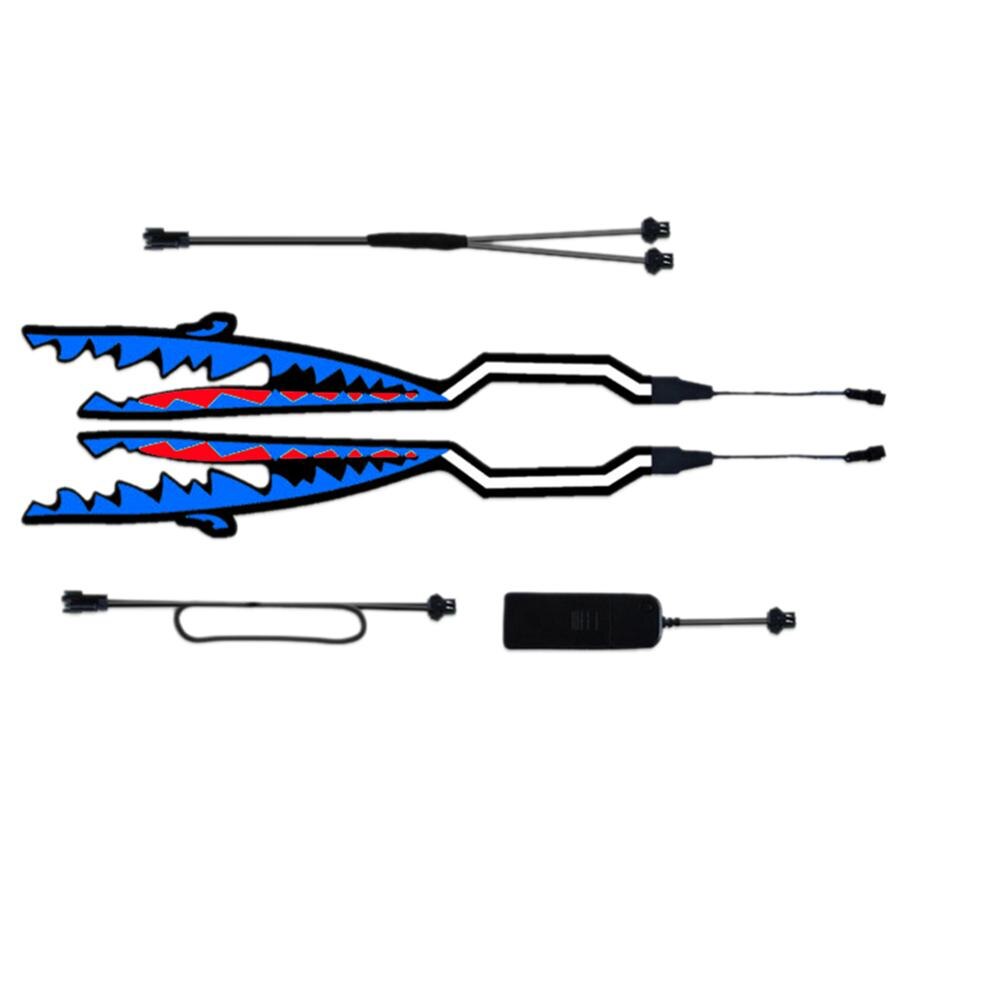 2 Stuks Shark Stijl Motorfiets Helm Licht Strip Led Night Signaal Licht Streep Glowing Night Lichtgevende Gewijzigd Sticker: Blauw