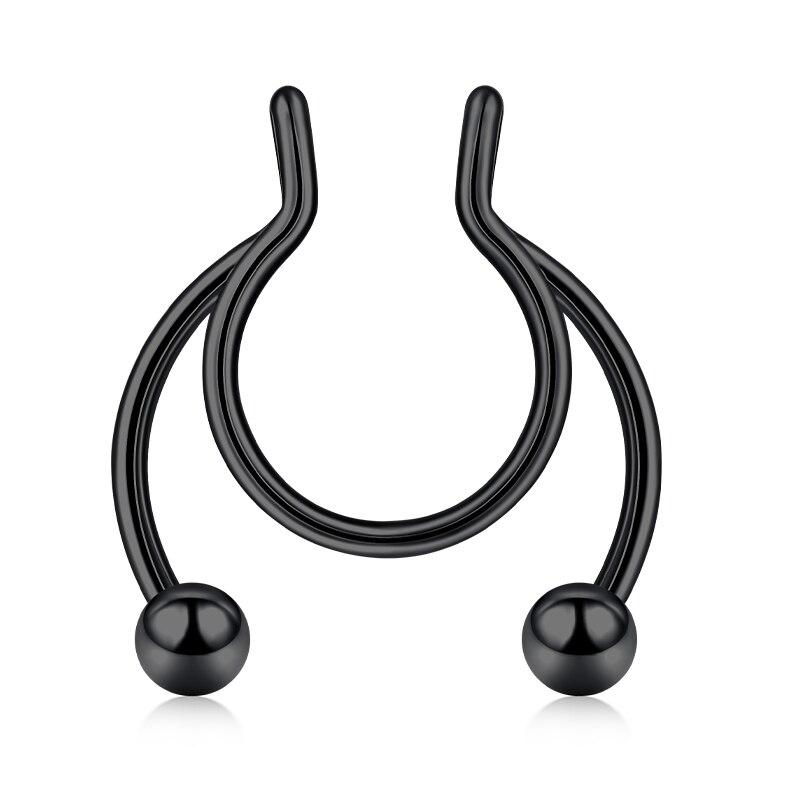18G Faux Septum nez cerceau anneaux en acier inoxydable fausse lèvre oreille nez Septum anneau Non Piercing pince sur nez cerceau anneaux Piercing du corps: Or-couleur