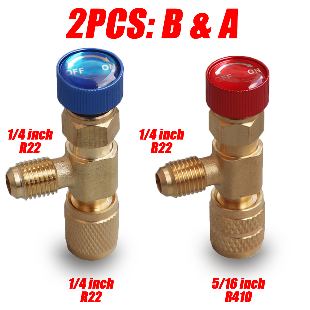 4/2/1 Uds R410A R22 1/4 "válvula de seguridad de carga de refrigeración aire acondicionado refrigerante adaptador de líquido de seguridad piezas de herramientas de mano: Blanco