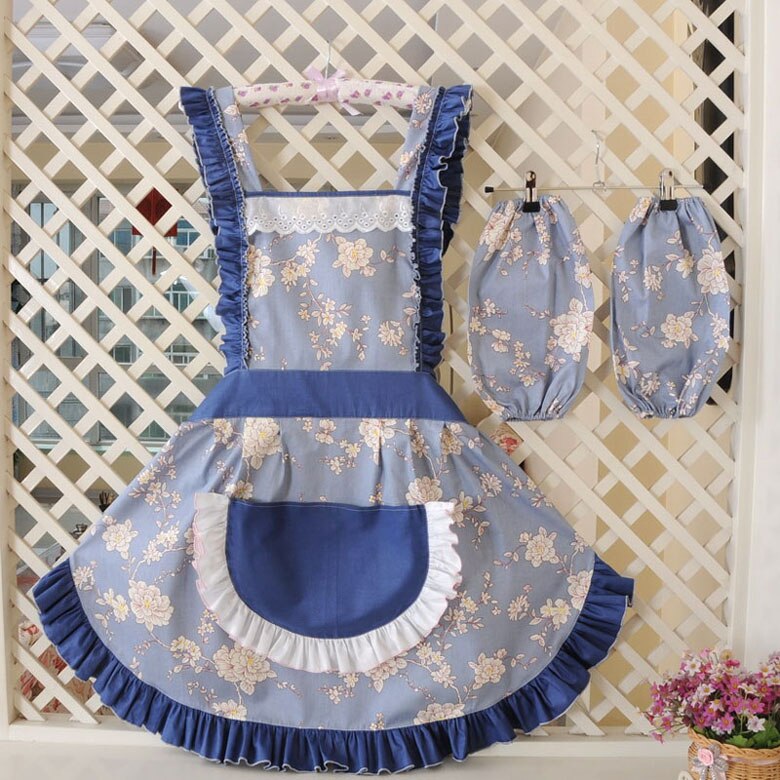 Cotton aprons for woman with pocket lovely Coverall cleaning apron Commercial Restaurant Home Bib delantal cocina kitchen apron: G3 with cuff