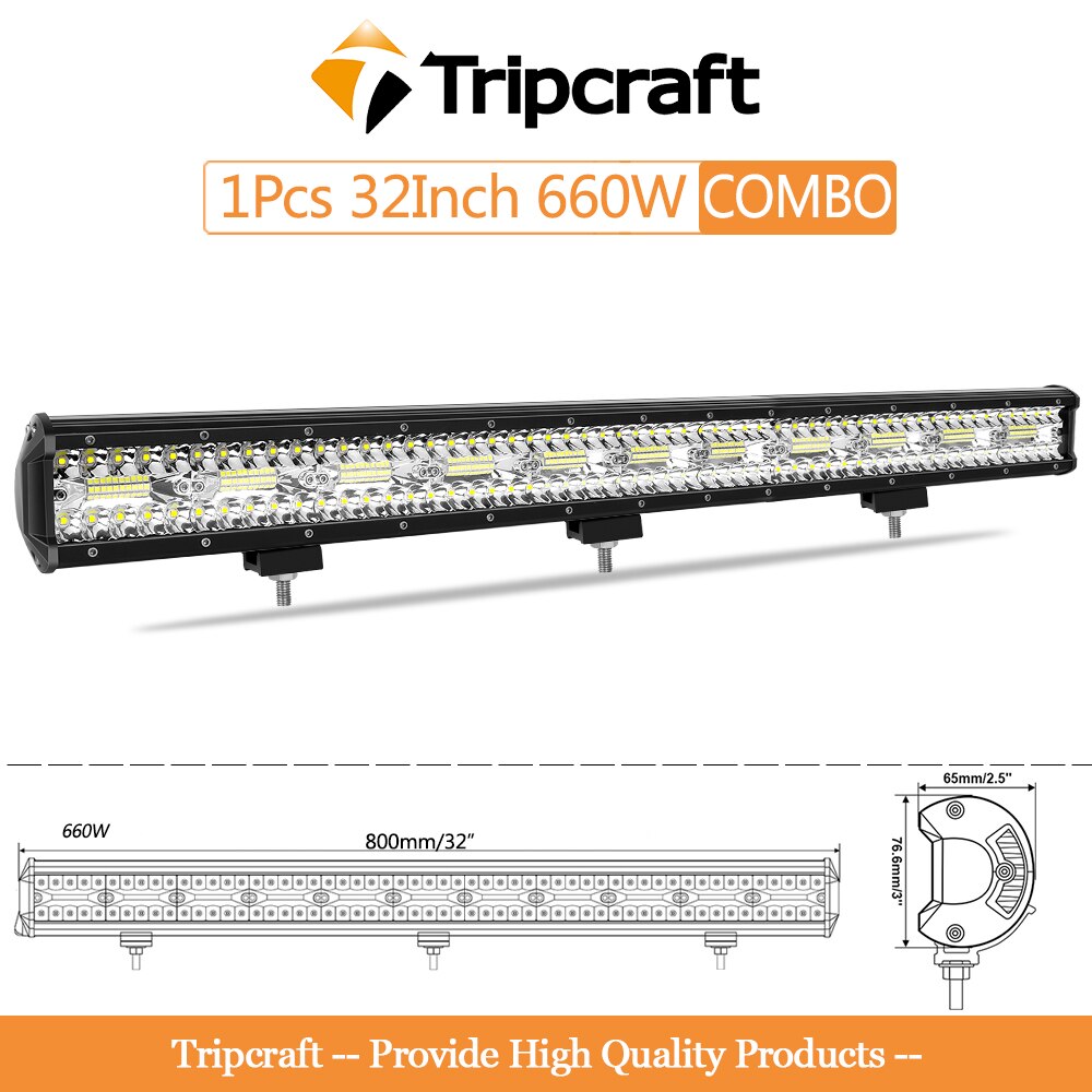 Tripcraft 3Rows LED Bar 4-28 inch LED Light Bar LED Work Light combo beam for Car Tractor Boat OffRoad 4x4 Truck SUV ATV 12V 24V