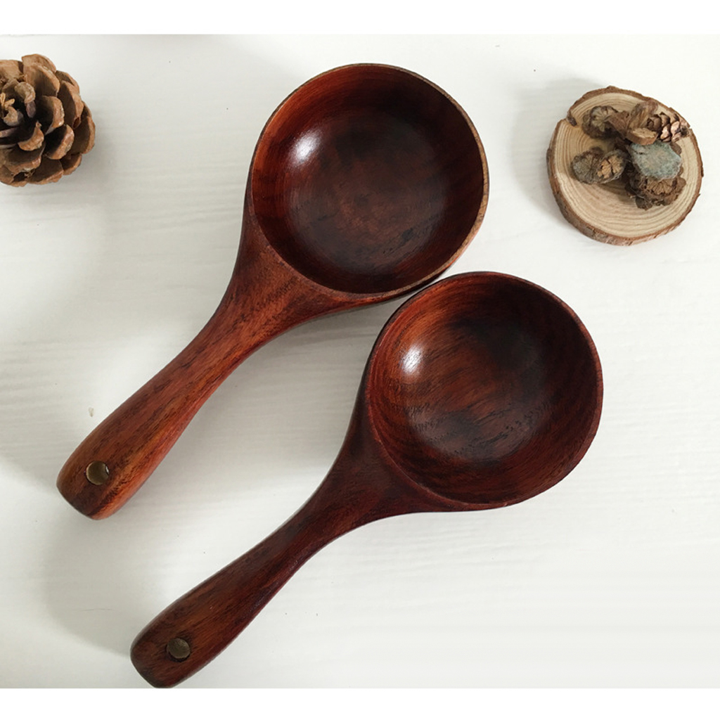 Wood Large Soup Ladle, Wooden Soup Serving Ladle - Handcrafted Kitchen Dinnerware Accessories, Soup Scoops with Short Handle