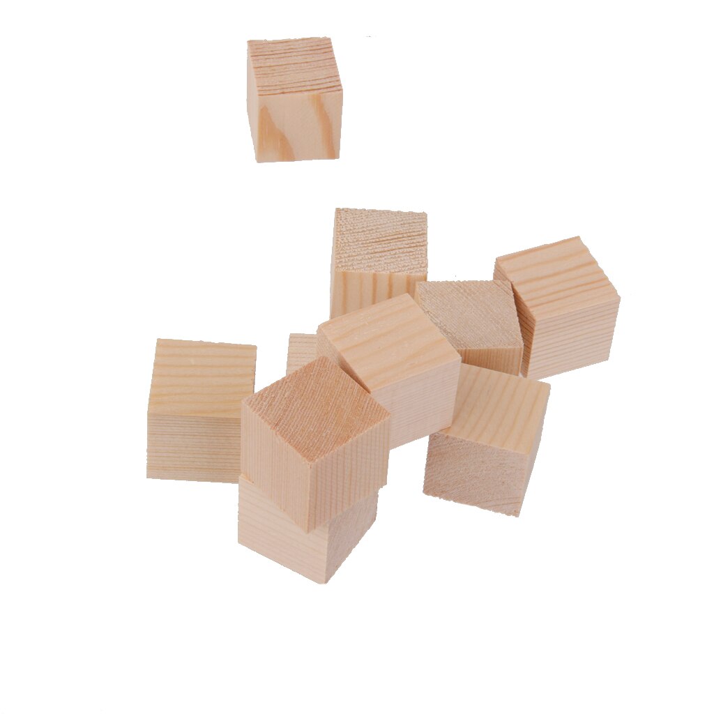 10 Stuks Natuurlijke Houten Vierkante Blokjes Hout Blok Versiering Voor Ambachtelijke 25x25mm