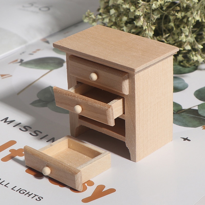 1pc 1/12 Puppenhaus Miniatur Holz Nachttisch Modell Möbel Zubehör Für Puppenhaus Decals
