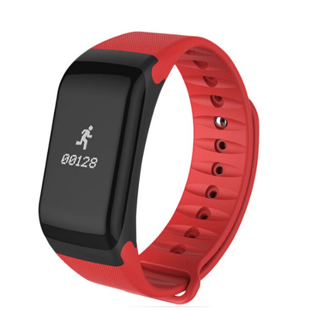 Activity Fitness tracker Smart Bracelet Heart Rate blood pressure watches F1 smart wristband Call reminder Pedometer smart band: Red