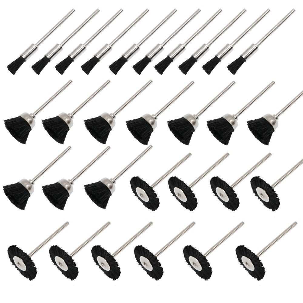 Nailon suave cepillos de cerdas de alambre taza cepillo de limpieza y pulido accesorios 2,35mm caña para Dremel de Perforación rotatoria herramientas 30 Uds