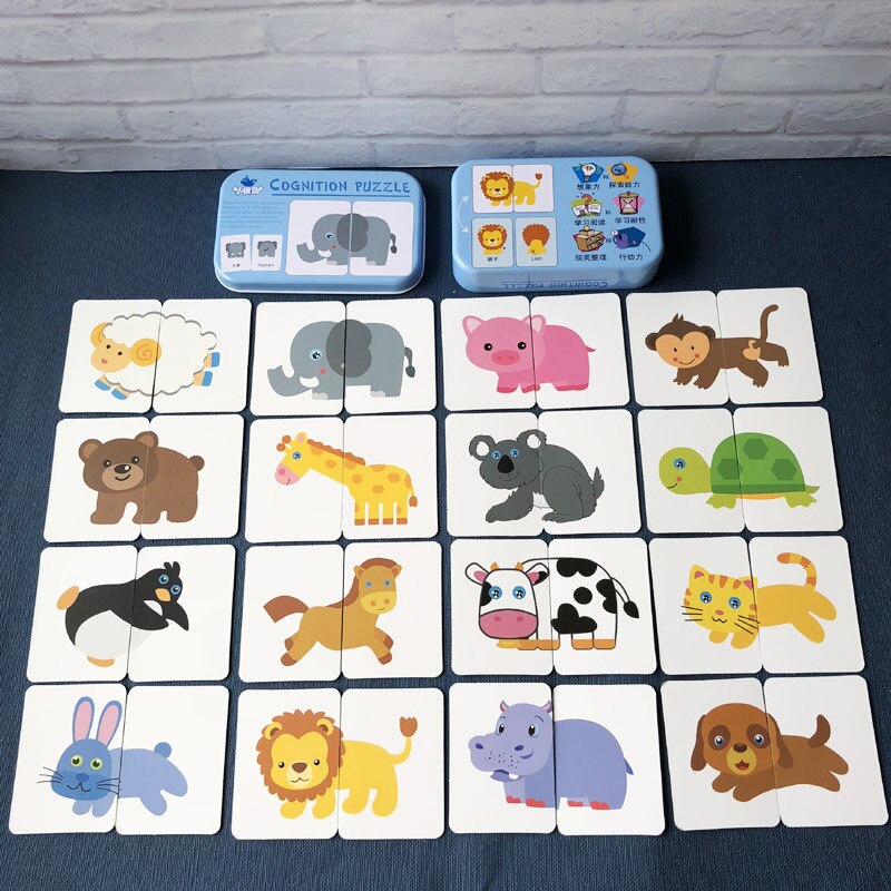 Toddler Cards Early Childhood Education Puzzle Matching Autism Training Cognitive Intelligence Development Puzzle Enlightenment: Animal matchin