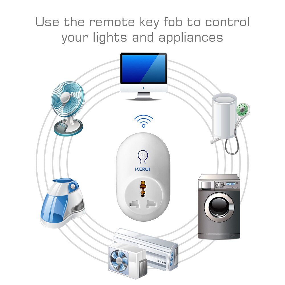 KERUI-enchufe inteligente de seguridad para el hogar, sistema de alarma de 433Mhz, inalámbrico, funciona con Kerui K52 W18 W20 G18 W2, 5 uds.
