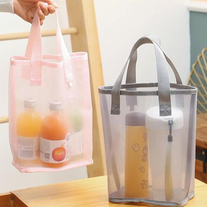 PURDORED 1 Pc Einfarbig Sommer Strand Tasche für Frauen Reisen machen-hoch Lagerung Tasche Große Gittergewebe Faltbare Handtasche Lebensmittel Taschen