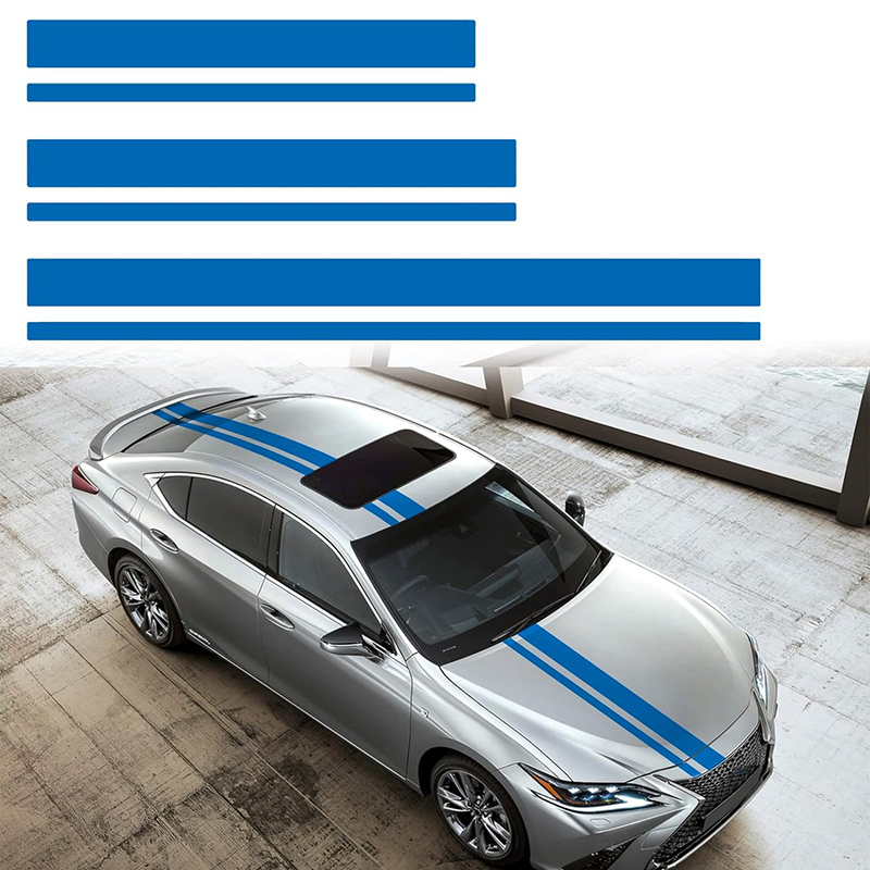 3pcs Car Body Long Stripe Sticker Car Hood Roof Tailgate Decorative Sticker Diy Car Body Sticker Suitable For All Cars: Blue