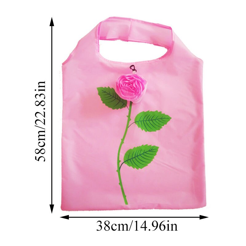 Bolsa de compras plegable, bolsa de hombro de tela Oxford con flores rosas, bolsas de supermercado portátiles ecológicas, bolsa reutilizable para mujeres 1 unidad