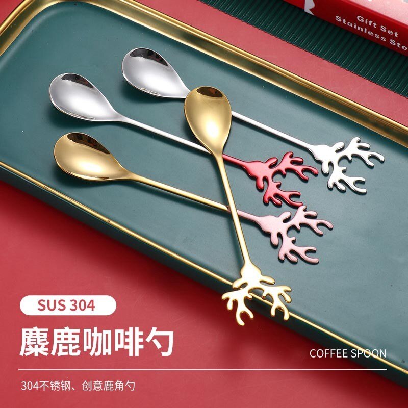 Juego de cubiertos de acero inoxidable, Set de utensilios de cocina, cuchara de postre, cucharas de té, , de Navidad