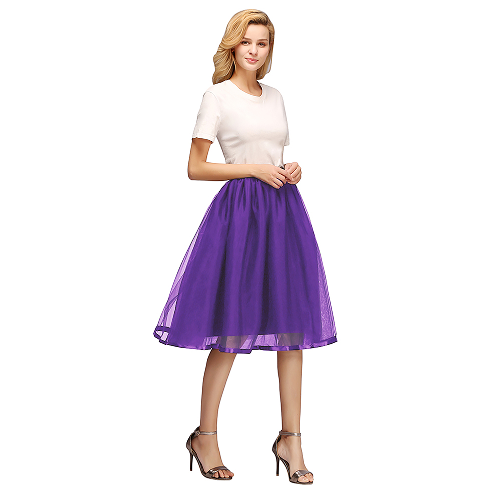 Tüll Kurze Petticoat Hoopless Hochzeit Krinoline Schichten Frau Rock Unterrock Woamn Erwachsene Tutu Rockabilly Braut Zubehör: Deep Purple
