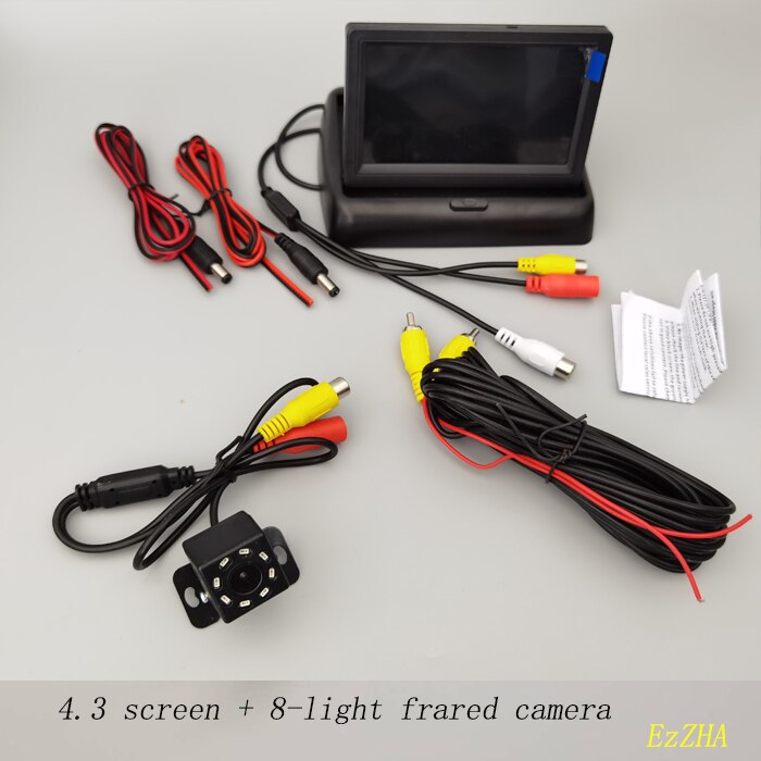 Car Monitor 4.3 inch Foldable TFT LCD Display Rear View Reversing Camera Mirror Parking Assistance Rearview Monitors NTSC PAL: 4.3screen 8 infrared