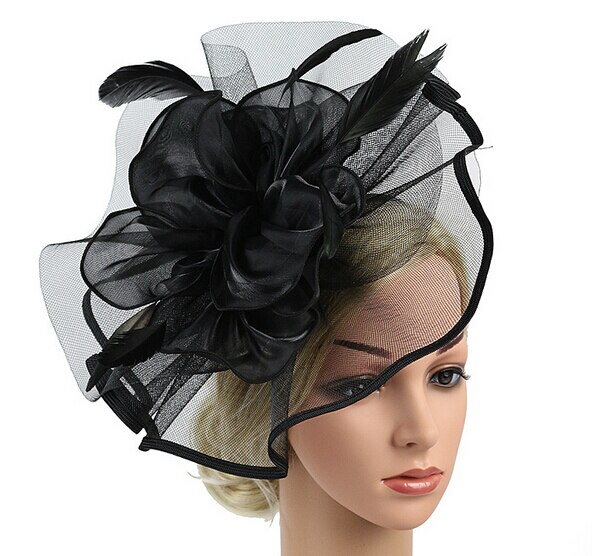 Womens Sinamay Fascinator Cocktail Party Hat Wedding Church Kentucky Derby Dress: Black