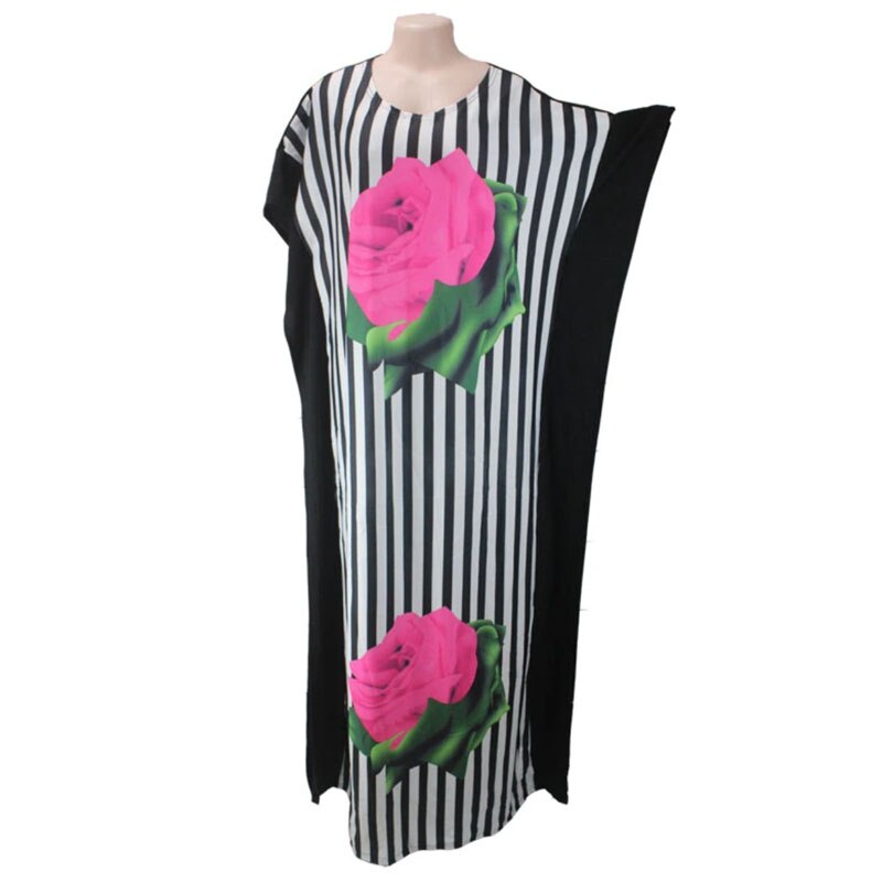 mode 100% katoen afdrukken elastische mouw losse stijl dashiki streep lange jurken voor lady/vrouwen (CPDH #)