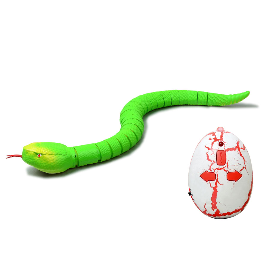 16 "langt genopladeligt rc slangelegetøj med interessant ægradiostyring realistisk vittighed skræmmende tricklegetøj 4 farver til børn leg: Grøn ingen boks