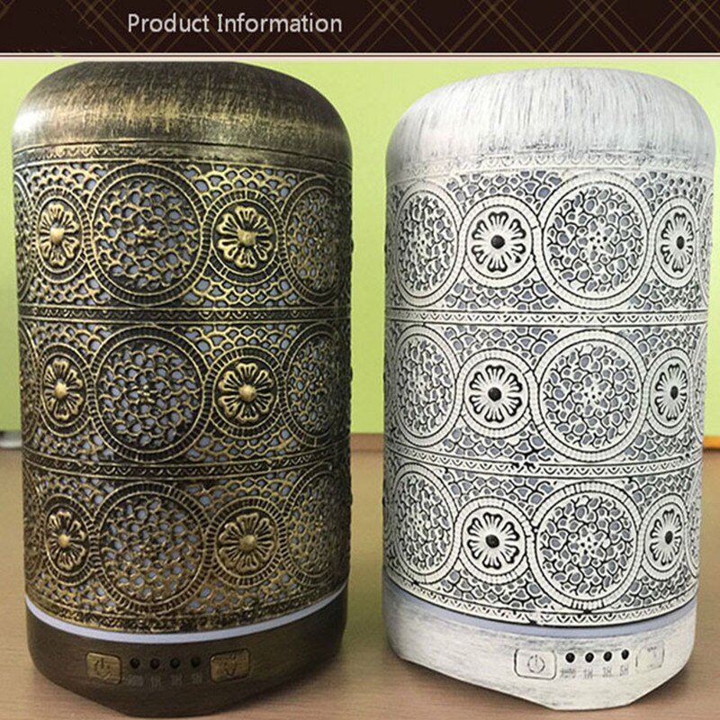 250ml Air Humidifier Bronze Metal Classical Aroma Essential Oil Diffueser With 7 LED Color Change For Home Office