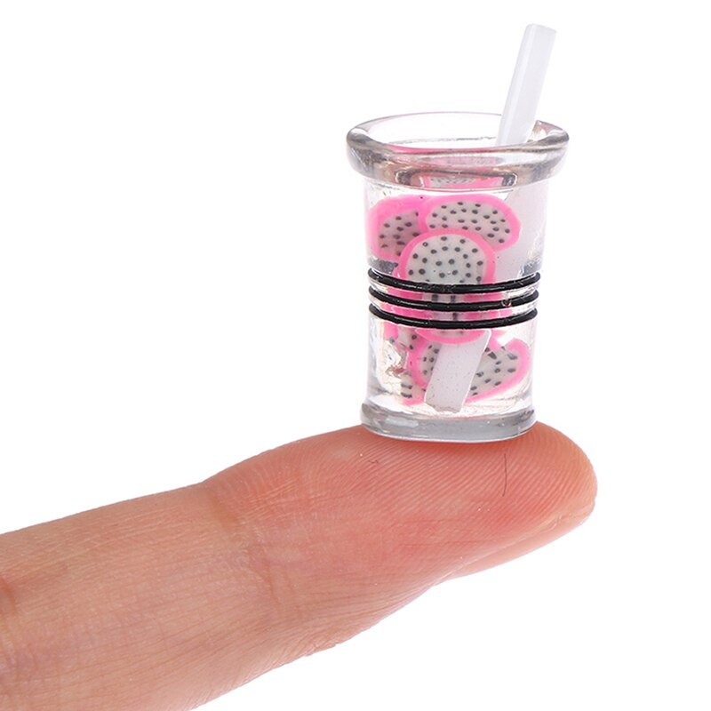 3Pcs 1:12 Poppenhuis Mini Drinken Sap Cup Miniatuur Accessoires Fles Hars Fruit Thee Cup Simulatie Drankjes Model Speelgoed pop