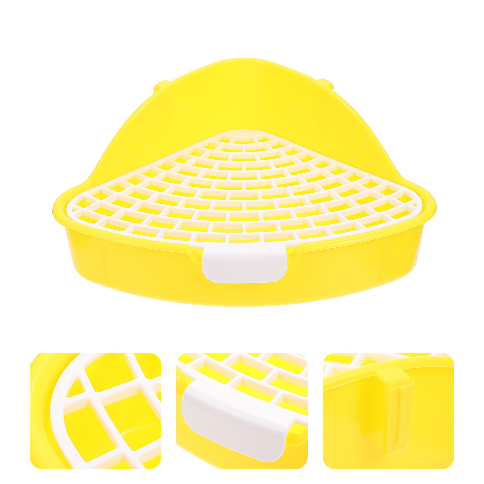 Rabbit Litter Box Plastic Small Animals Potty Corner Toilet Litter Container: Yellow