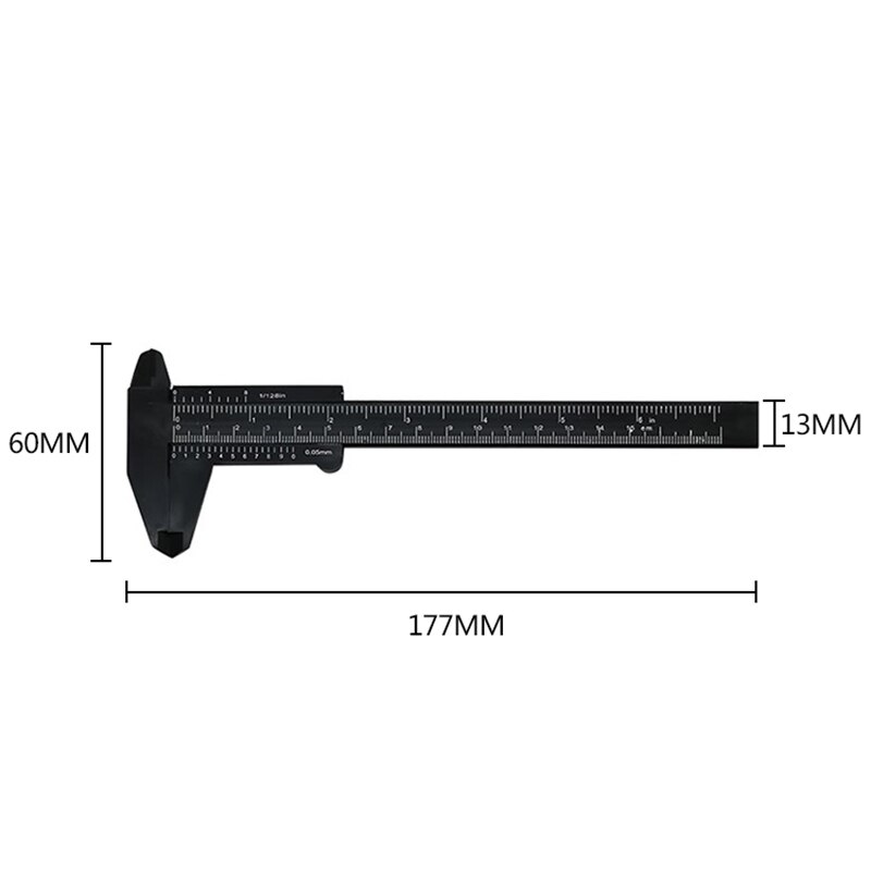 Mini lineal gør-det-selv-model fremstilling 1 stk 150mm mini-plastik nornemåler skydemåler værktøj lineal mikrometer elev: Sort 0-130mm